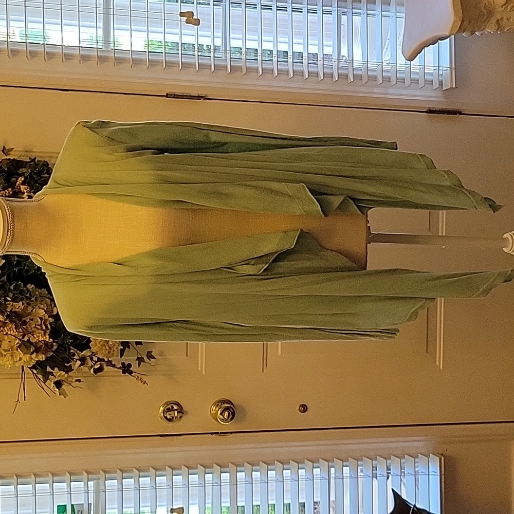 Dana Buchman mint green long sleeve cardigan drape front 100% cotton Small EUC …